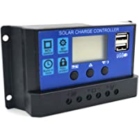Regulador controlador de carga solar 30A para placas e instalaciones 12-24V - Controlador solar inteligente con 2…
